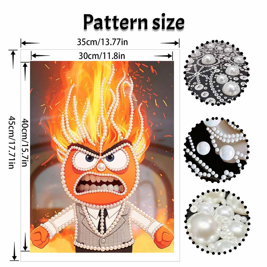 Disney Inside Out Pearl Art Anger Themed Creative Pearl-Style Artwork 5D DIY Pearl Embroidery Mosaic Cross Stitch Kit for Home Decor