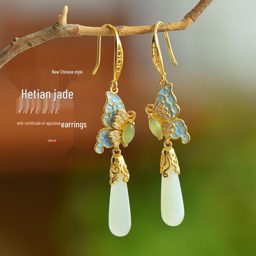 Сертифицированная натуральная подвеска-ожерелье из белого нефрита Хэтянь с инкрустацией из стерлингового серебра 925 пробы для женщин