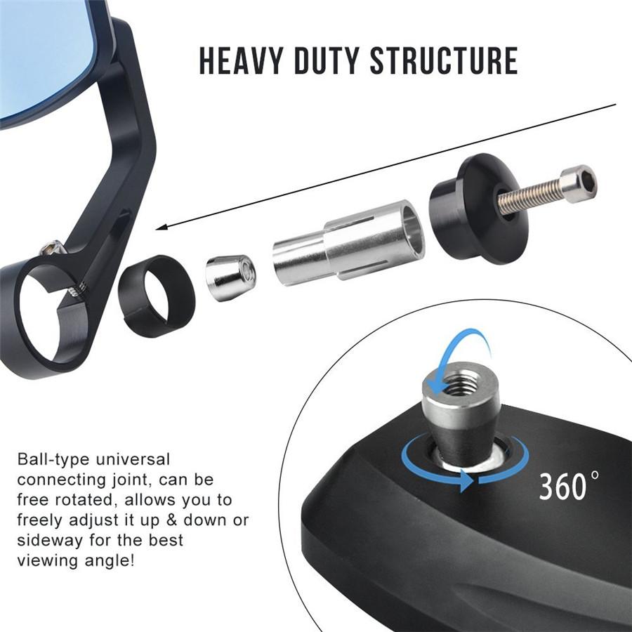 Универсальные круглые мотоциклетные зеркала заднего вида 7/8" на руль, торцевые, хромированные, черные