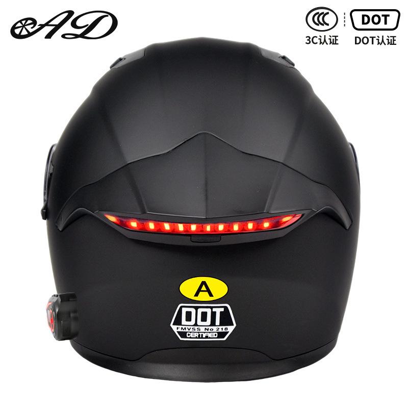 DOT Certified Motorcycle Bluetooth Helmet Men's and Women's Unveiling Helmet Four Seasons Universal Electric Vehicle Full Helmet Cycling Off-road H