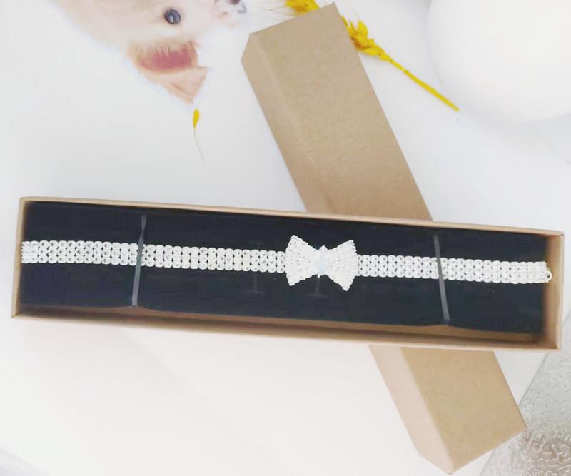 Циркон Бабочка Чихуахуа Собачий Ошейник Розовое Золото Кнопка-Лобстер Кошачье Ожерелье с Подарочной Коробкой Регулируемый Всесезонный Аксессуар для Питомца