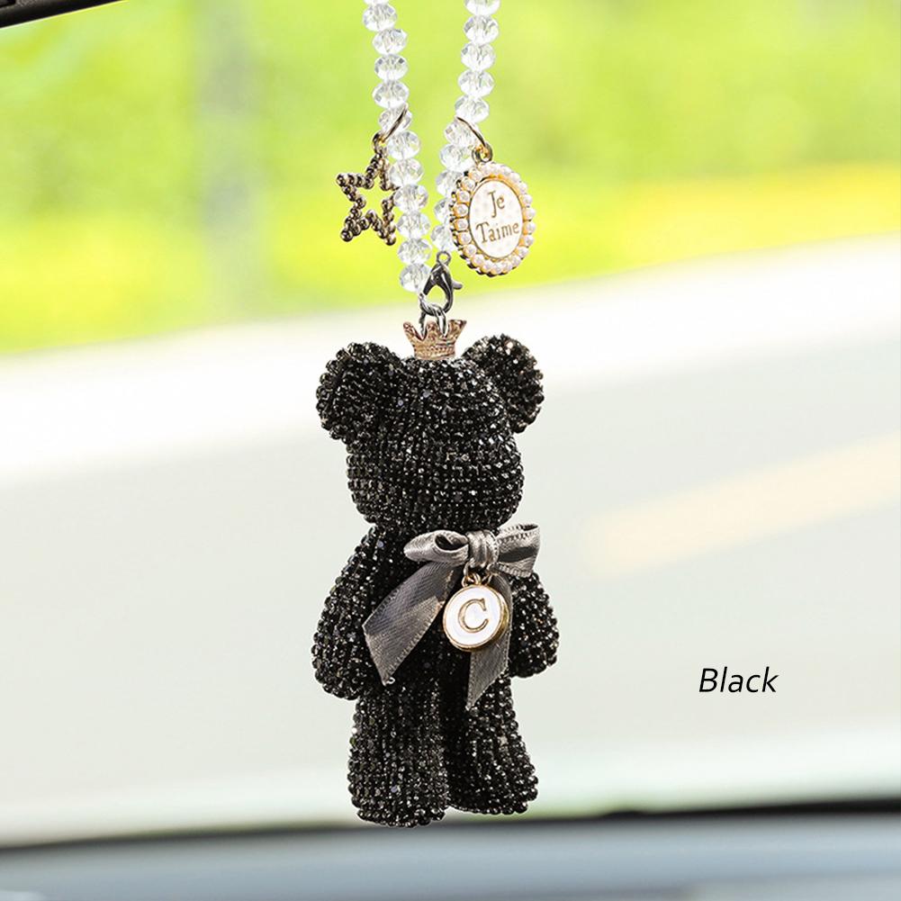 Мультфильм Алмазный Кристалл Лук Медведь Автомобильный Подвесной Зеркало Подвесные Украшения Украшения Для Интерьера Автомобиля Женские Аксессуары