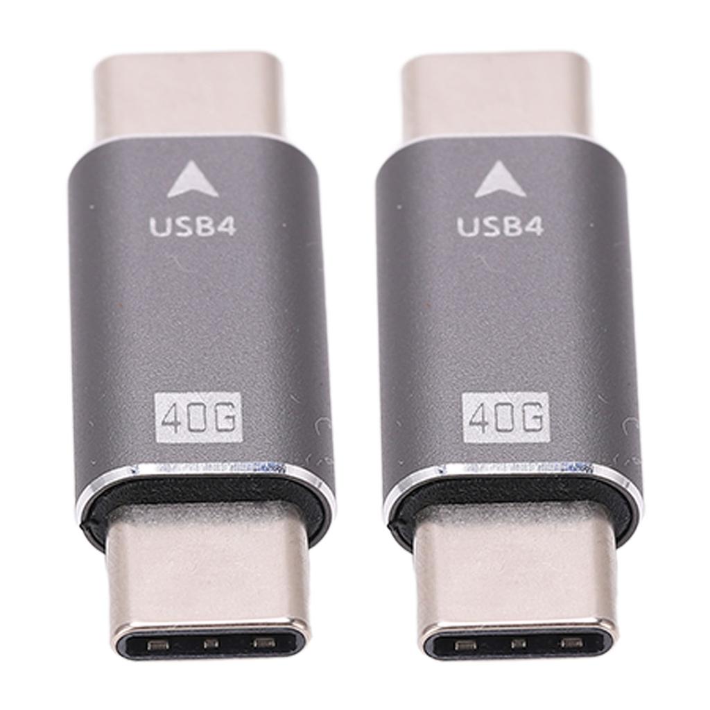 2Pcs USB C Male to Male Adapter 8K 40Gbps 100W Fast Charging Alloy Compact Mini USB C Adapter Connector for PCs