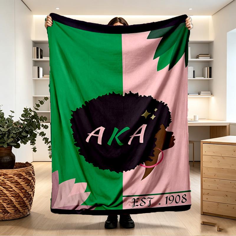 Alpha Kappa Alpha Print Blanket - Soft & Comfortable, for Bedroom, Travel, Sofa, Home Decoration - Birthday Christmas Gift for Friend