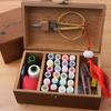 Factory Direct Vintage Pine Solid Large Size Needle And Thread Box Set Multifunctional Home Needle And Thread Bag One Piece For Delivery