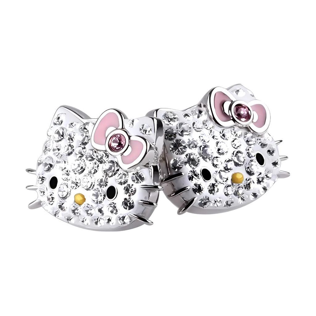 Swarovski Серьги-гвоздики для женщин Hello Kitty с розовым бантом и проколотым ухом 1175745