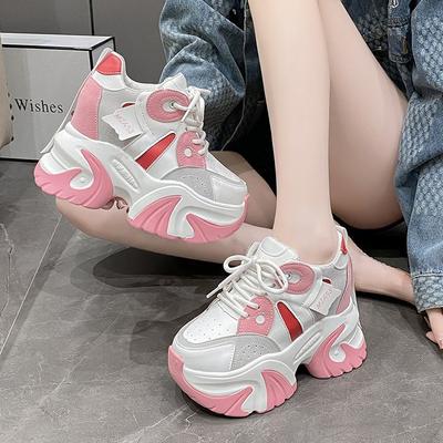 2024 новые белые массивные кроссовки женские весна-осень толстая подошва папины туфли женские модные кроссовки из искусственной кожи на платформе женские