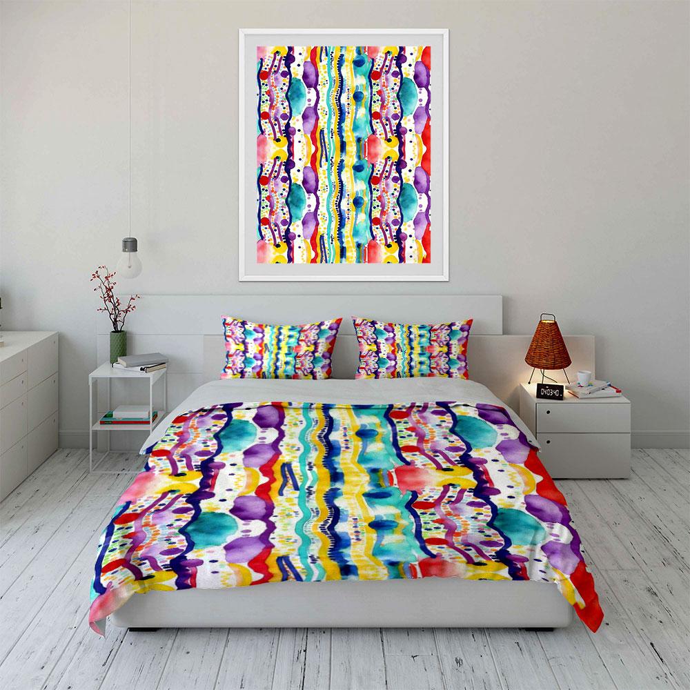 Colorful wavy stripes. Bedding sets Duvet cover sets Duvet covers Pillowcases(1 * Duvet Cover 2 * Pillowcases, without duvet insert)