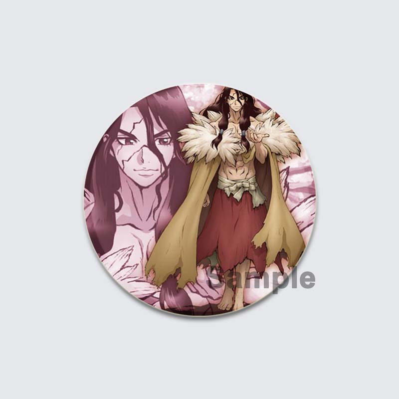 32/44/58 мм ТВ аниме DR STONE Броши на рюкзаке Мультяшный значок для коплея Ishigami Senkuu/Amber/Kohaku Милые эмалевые булавки Ювелирные аксессуары