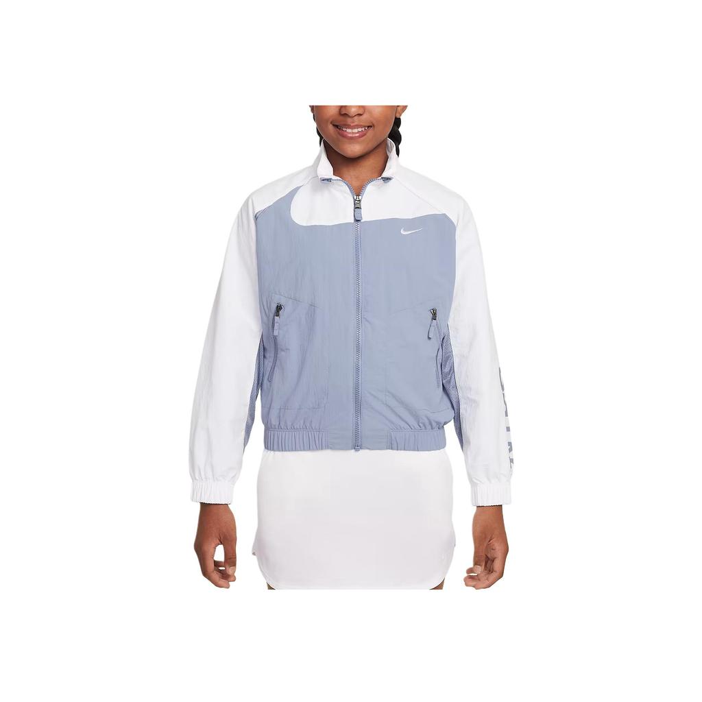 Nike Спортивная куртка с логотипом на молнии, тканая, с длинным рукавом, детская, цвет сланцево-синий IF0602493