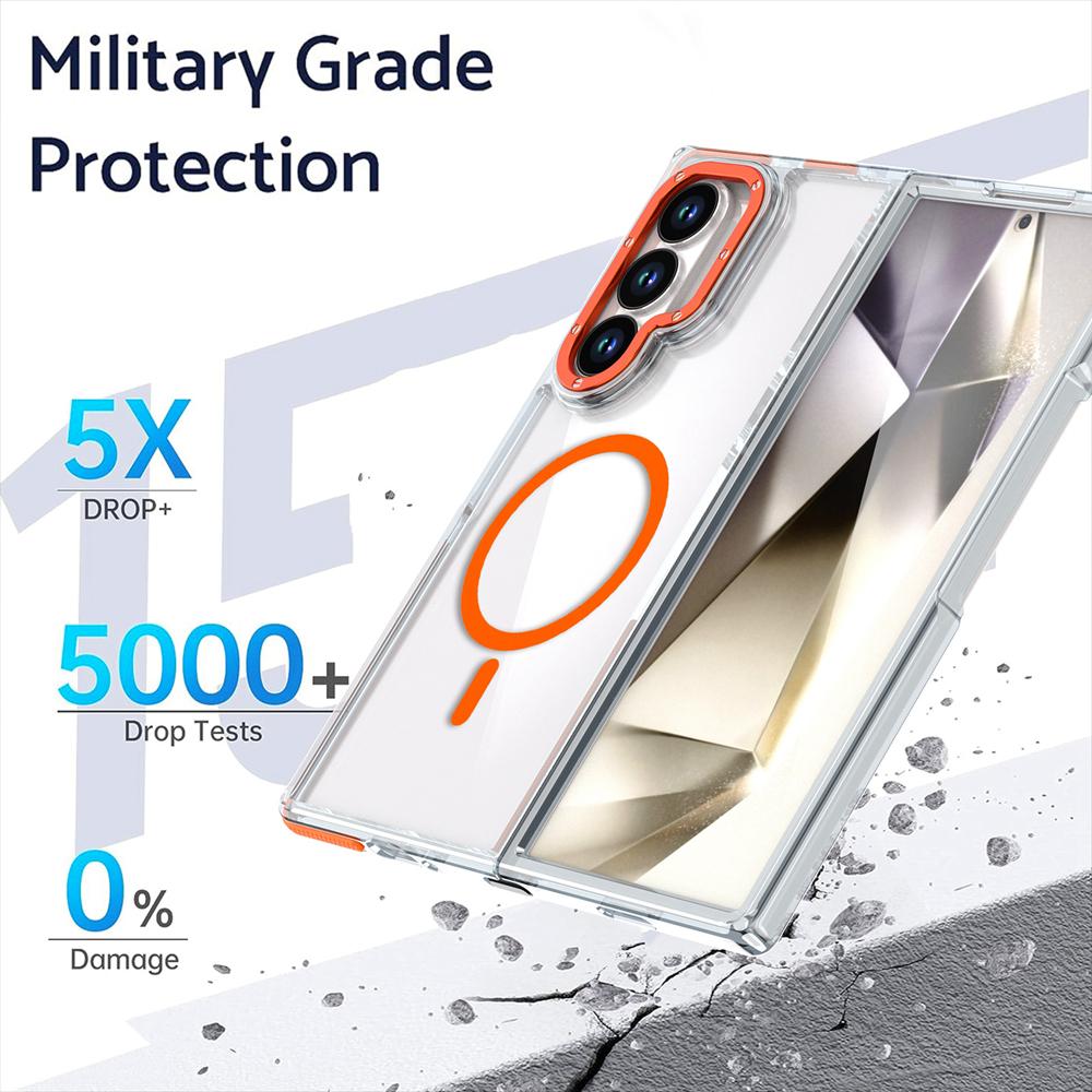 KEYSION Прозрачный магнитный чехол для MagSafe для Samsung Z Fold 7 6 5G Прозрачная противоударная задняя крышка для телефона для Galaxy Z Fold 6 7