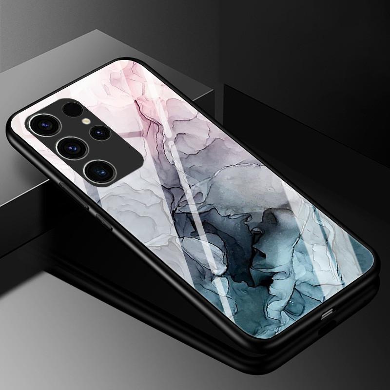 Мраморный чехол из закаленного стекла для Samsung Galaxy S23 Ultra 5G, модная стеклянная задняя крышка для Samsung S23 Plus / S23 Ultra