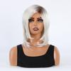 Ladies Straight Synthetic Wigs With Bangs For Women White Black Gray Silver Wig Cosplay Party Daily Heat Resistant Fiber Hair