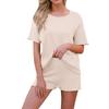 Women's Summer Fashion Beach Round Neck Casual Loose Short Sleeve Shorts Suit