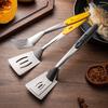 Защищающие от ожогов щипцы-лопатка из нержавеющей стали, лопатка для еды, зажим 2-в-1 со скользящим замком, лопатка для переворачивания еды для рыбы, блинов, бургеров, стейков
