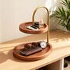 2-Tier Jewelry Stand Wooden Jewelry Organizer with 2 Trays Retro Tiered Tray Jewelry Holder for Necklaces