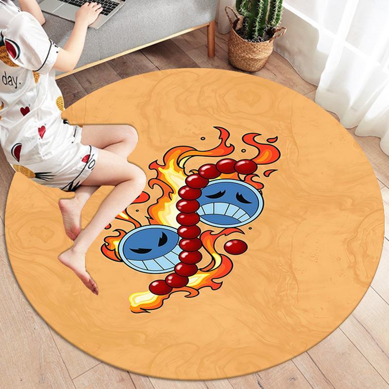 Anime One Piece Round Area Rug Carpet Rug For Living Room Bedroom Sofa Playroom Decor Nonslip Floor Mat