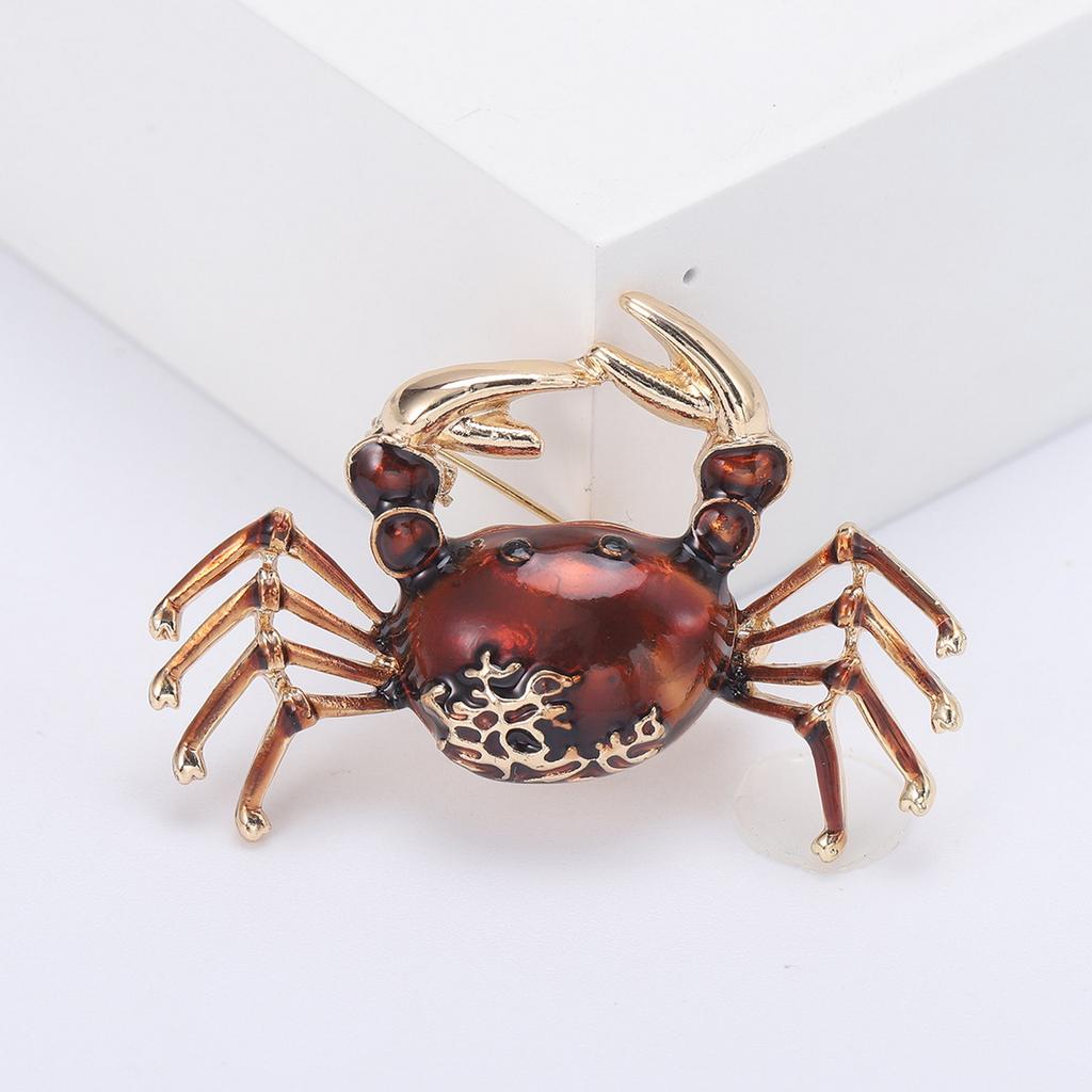 Брошь в форме краба с эмалью в стиле ретро — изысканная булавка из сплава, значок на лацкане костюма, ювелирный подарок, аксессуары для женского пальто