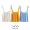Fashion Style 2024 New Fall Women's Clothing Easiest for Match Textured Shoulder Strap Tops Knitting Short Vest 2488001
