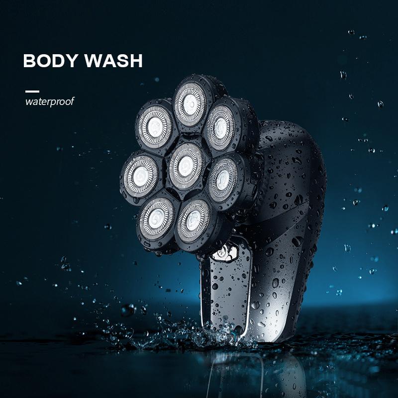 6-в-1 электрическая бритва для лысых мужчин, плавающая бритва с 7 лезвиями, триммер для волос, зарядка через USB, светодиодный дисплей, водонепроницаемые бритвы для бороды