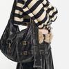 Women Gothic Handbag Locomotive Leather Hobo Bag Versatile PU Satchel Bag Punk Armpit Bag Aesthetic Purse