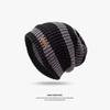 Women's Striped Wool Beanie - Oversized, Warm, Versatile Knitted Hat for Autumn and Winter