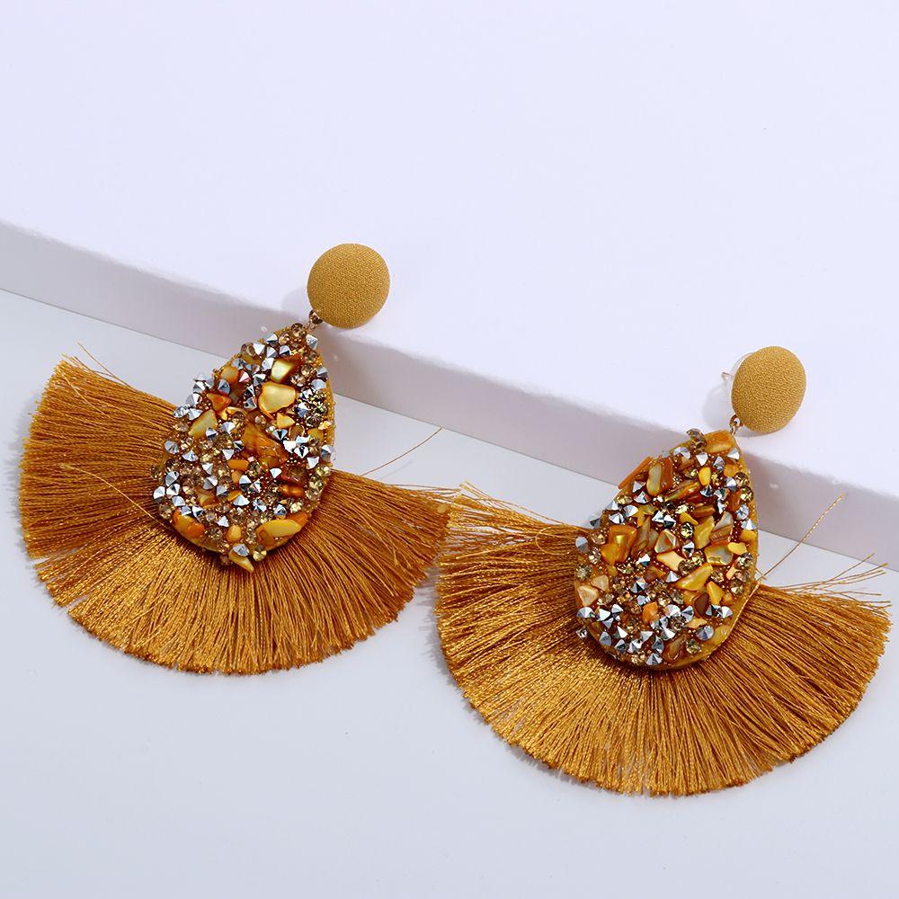 New Fashion Jewelry Charm Crystal Glitter Sequins  Dangle Tassel Earrings Fringe Drop Teardrop