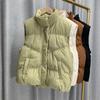 Зима-Осень женский однотонный теплый жилет без рукавов с воротником-стойкой для женщин, свободное шикарное белое пальто на утином пуху