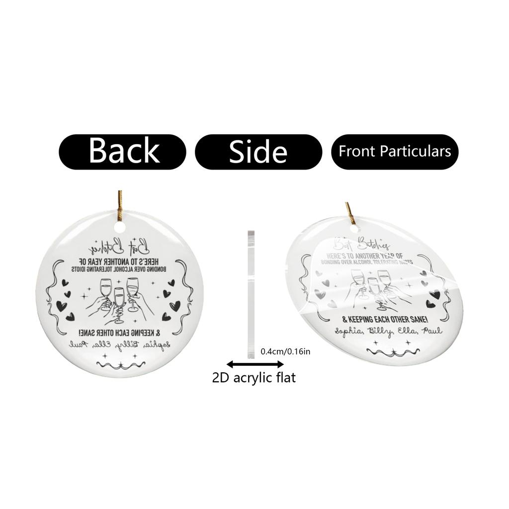 2D Christmas Decoration Pendant Christmas Tree Tag Theme Party Crafts Ornament