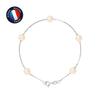 Bracelet - - 5 Freshwater Cultured Pearls 6-7 Mm - White Gold - Natural Pink - Women