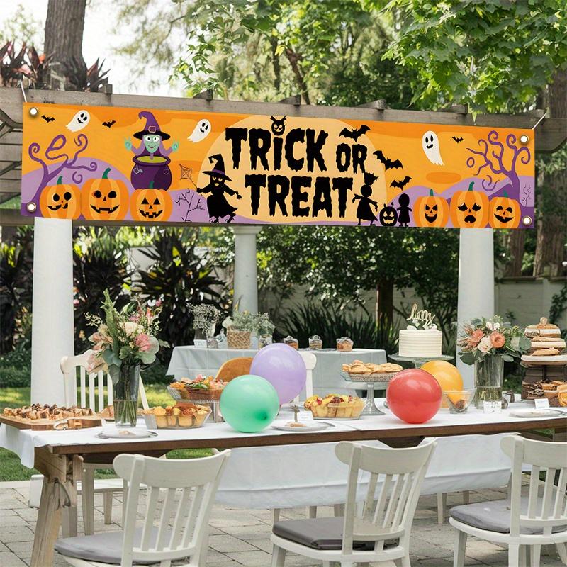 Spooky Witch & Ghost Halloween Yard Banner 17x78in, Outdoor Fence Garden Decor