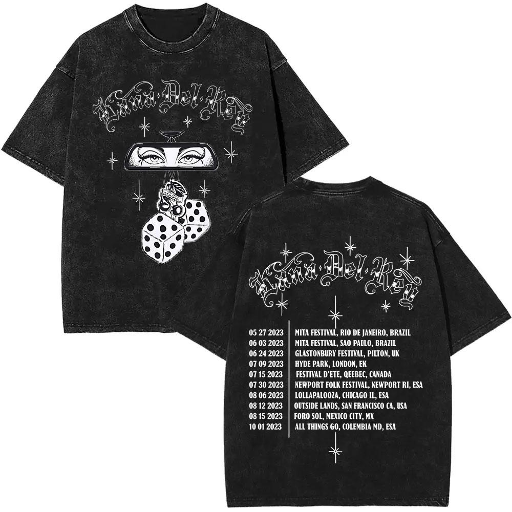Washed Vintage WashedLana Del Rey Tour Tshirt Men Women Hip Hop Fashion Pop Music Tshirts Unisex Casual Cotton T Shirts