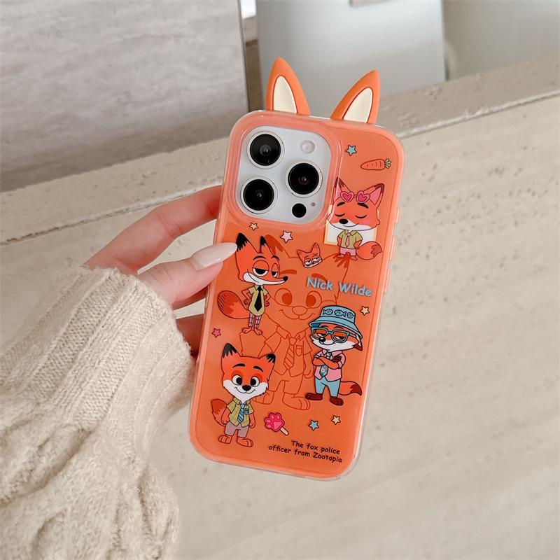 3D мультяшные ушки чехол для iPhone для Джуди и Ника - Совместим с iPhone 17, 16 Pro Max, 15, 14