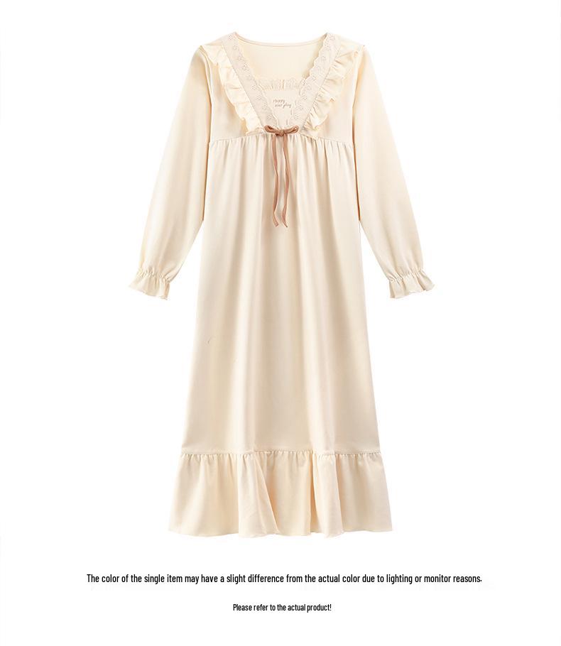 Женская ночная сорочка для беременных из 100% чистого хлопка с антибактериальным эффектом, в корейском стиле, с длинным рукавом - свободного кроя для осени/зимы/весны