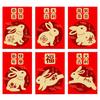 6Pcs Bright Color New Year Red Bag Traditional Cute 2023 Rabbit Zodiac Envelope