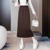 Mid-Length Women's Bodycon Midi Skirt with Back Slit - 2024 Korean A-Line Fashion.