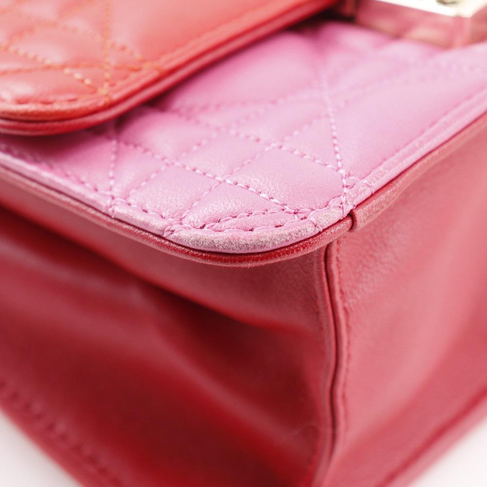 Dior ChainShoulder Shoulder Bag S0252OTRI M79D Canage 2-way Clutch Red/pink Lambskin Women Used