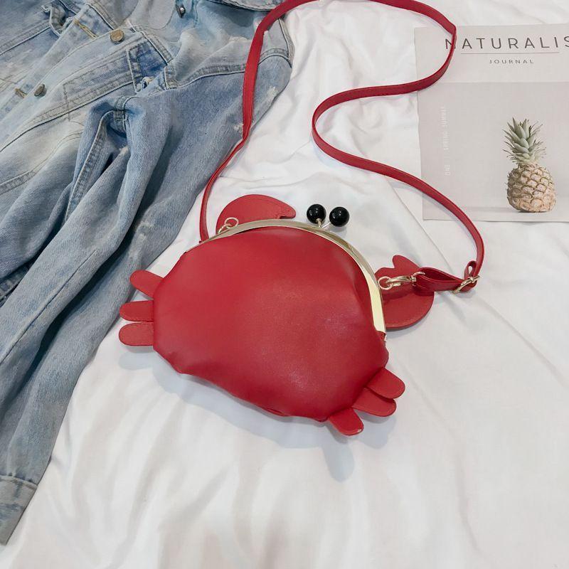 Ins Korean Crab Design Shoulder Bag Women PU Leather Whimsical Crossbody Bags Ladies Fashion Casual Animal Summer Beach Bag 2025