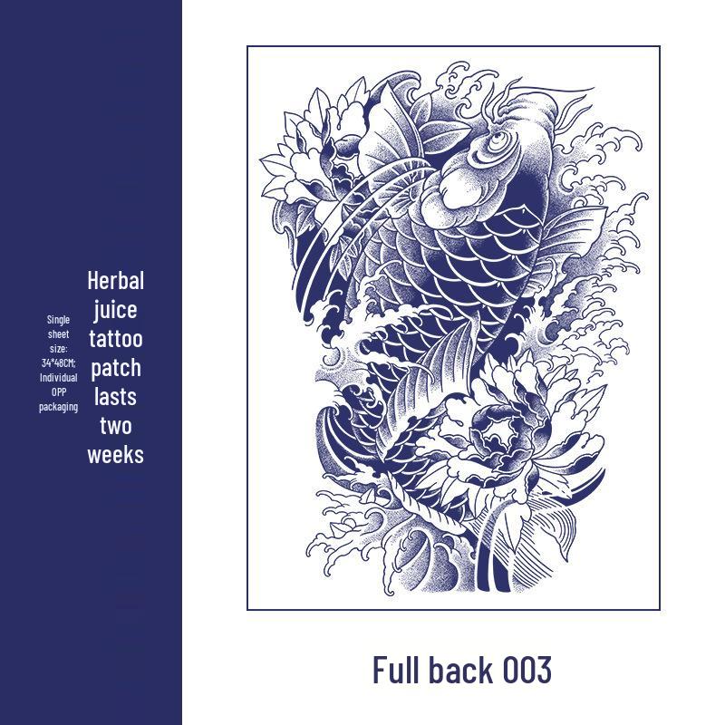 Waterproof Men's Herbal Tattoo Stickers: Full & Half Back, Long-Lasting, Large Floral Designs for Chest & Arm.