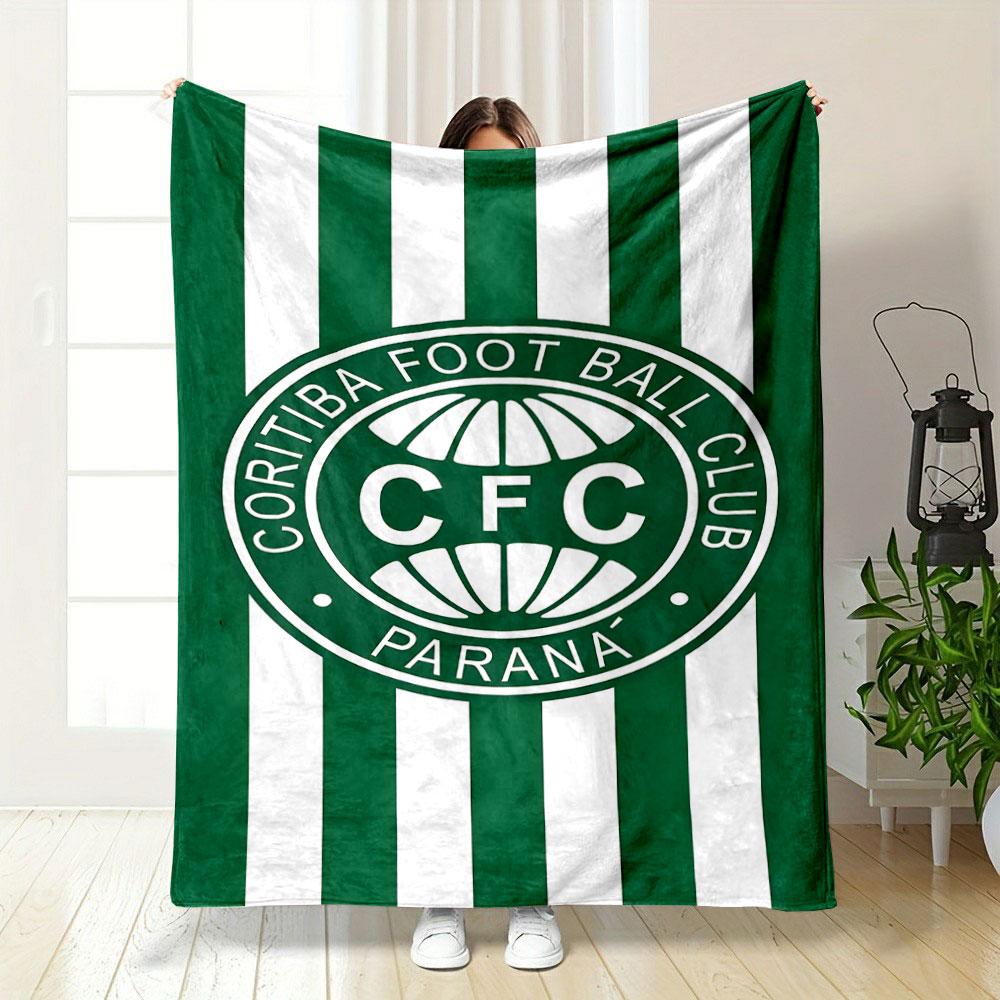 Coritiba Football Club Logo Design Patterned blanket, flannel, suitable for all seasons, home decor, warm and cozy