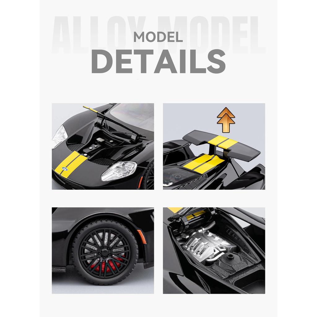 1/24 Ford GT Supercar Alloy Model Car Toy Diecasts Metal Casting Sound and Light Car Toys for Children Vehicle
