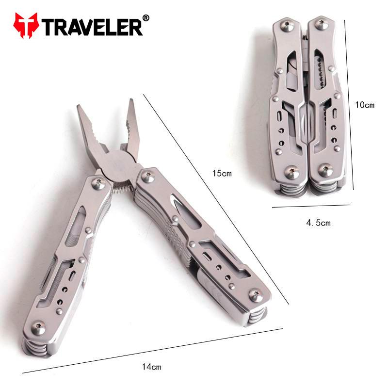 Мультитул складной Traveler MQ051G / 12 инструментов / для туризма / рыбалки / вело / с чехлом