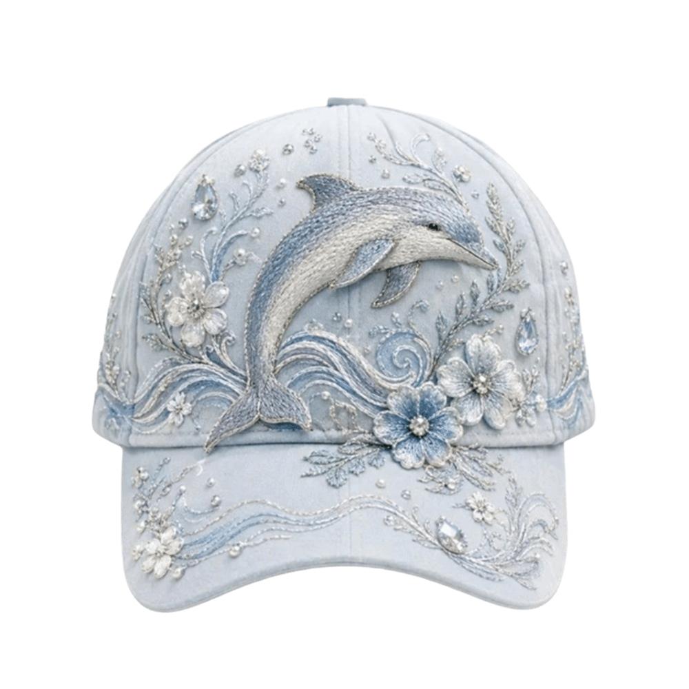 Breathable Baseball Cap Adjustable Sports Sun Hat Fashion Ocean Creatures Embroidery Cap Outdoor