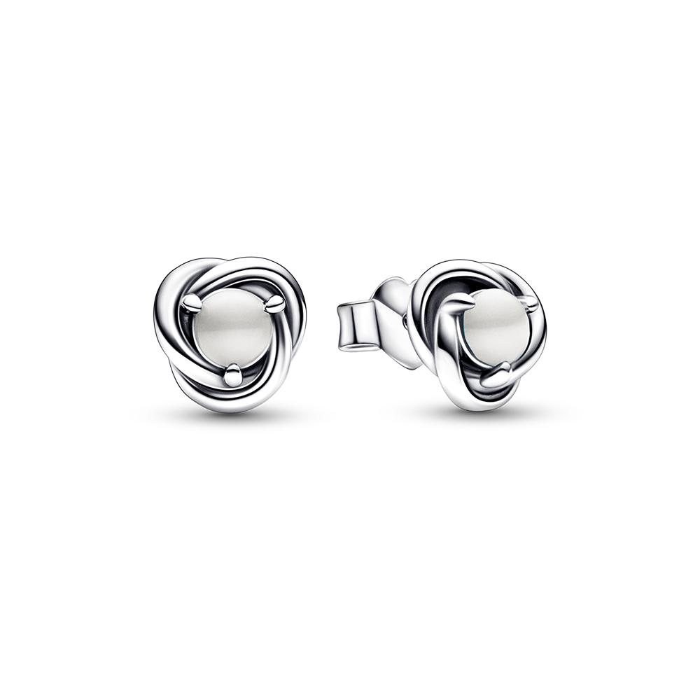 Серьги-гвоздики Pandora White Eternity Circle (Июнь)_292335C03