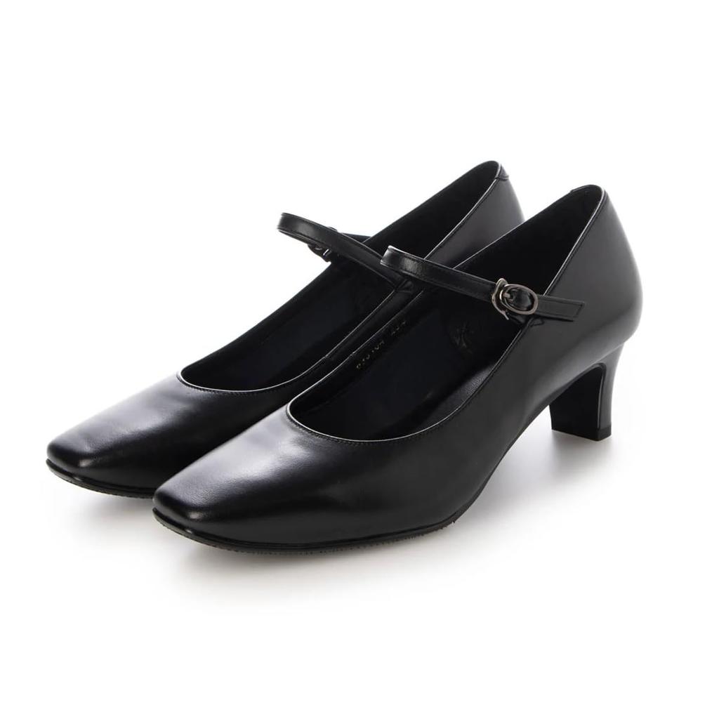 Himiko 5cm Heel Square Toe Strap Pumps/600004 Black 230