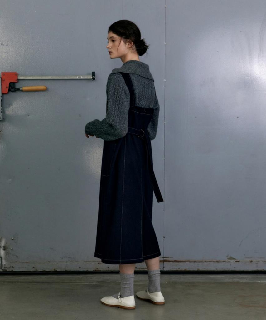 Anout Wool Suspender Dress - Navy