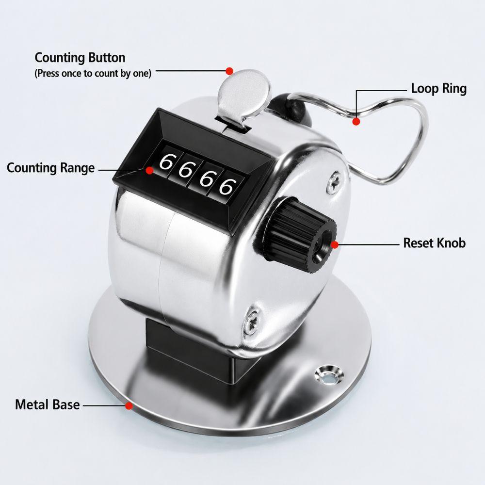 4 Digit Clicker Counter Metal Manual Counter Easy To Use Mechanical Counter