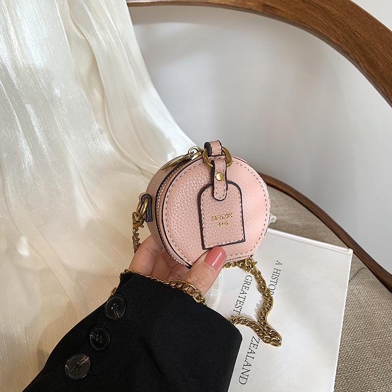 Stylish Retro Mini Round Bag For Kids And Adults With Chain Design Lightweight