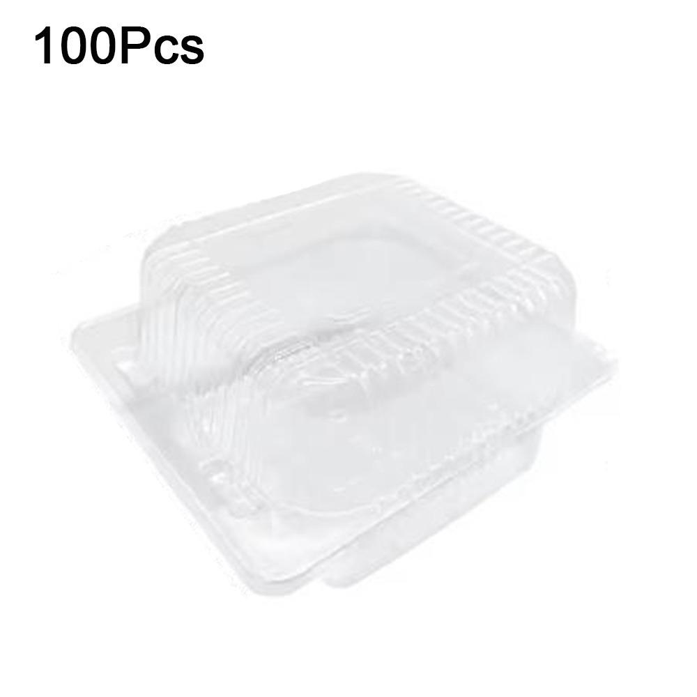 100Pcs Square Disposable Plastic Boxes Plastic Cake Slice Boxes Party Supplies