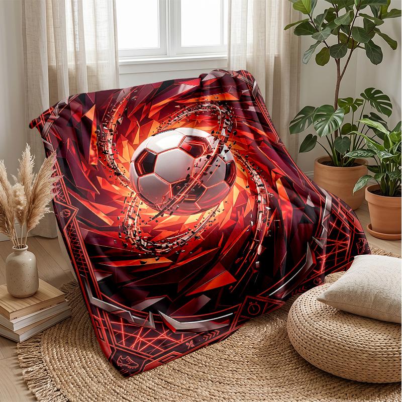 Soccer Ball in Flames 3 Theme blanket Lightweight Warm Flannel Blanket Decorative Throw Blanket for Home Decoration